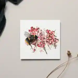 Bee on Red Heather Watercolour Greeting Card | Meg Hawkins Art plant ready for delivery — Middleton Nurseries