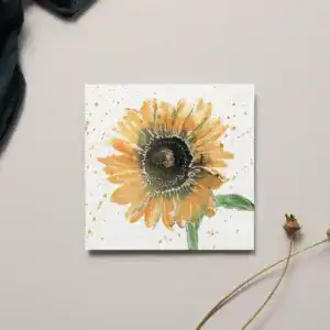Vibrant sunflower watercolor art print for home decor.