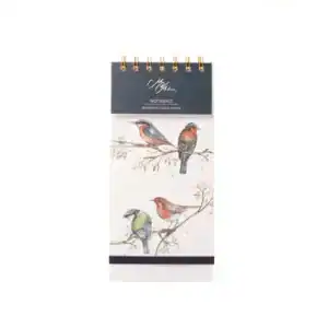 Vivid bird-themed notepad with floral accents, perfect for gardening enthusiasts and nursery planners.