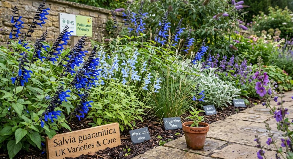 Salvia guaranitica UK: Varieties, Care and Growing Guide 10 Salvia guaranitica UK varieties in full flower showing deep blue tubular blooms — Middleton Nurseries