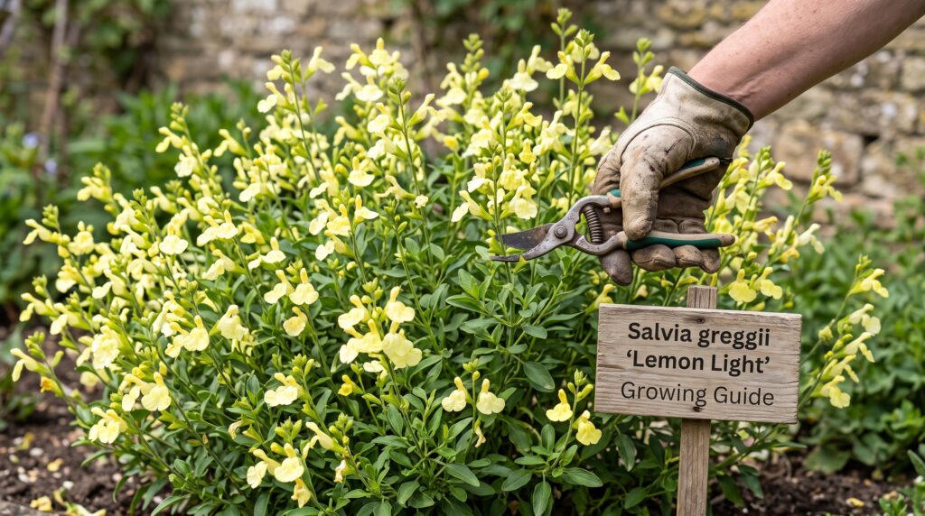 Salvia greggii 'Lemon Light': Growing Guide for UK Gardens 5 Salvia greggii 'Lemon Light' clear lemon-yellow flowers in full bloom — one of the only true yellow salvias for UK gardens — Middleton Nurseries
