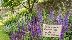 Blog 3 Salvia pratensis meadow sage lavender-blue flower spikes growing naturally in a UK garden border — fully hardy RHS H7 — Middleton Nurseries