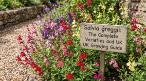 Blog 4 Salvia greggii autumn sage varieties showing the range of colours from yellow through pink to deep red in a UK garden — Middleton Nurseries